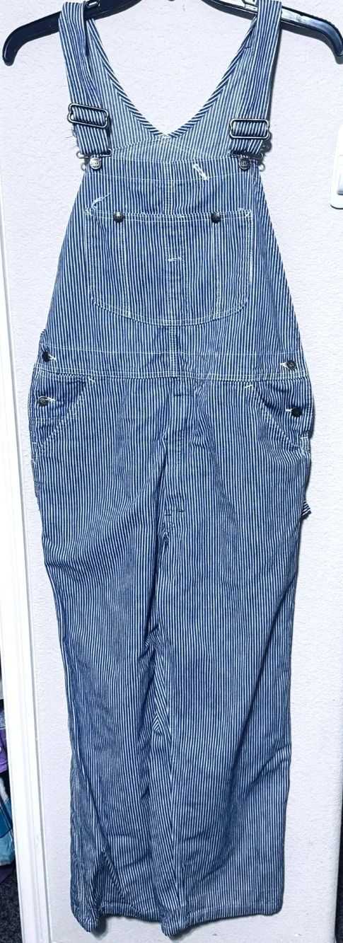 VTG Sears Railroad Striped Overalls weartuff Denim Union Made Mens 34 carpenter